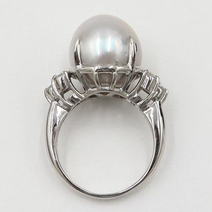 Pt900南洋真珠ダイヤモンドリング　P13mm　D0.20ct　リングサイズ12号　重量10.08ｇ(石の重量含む)（中古）