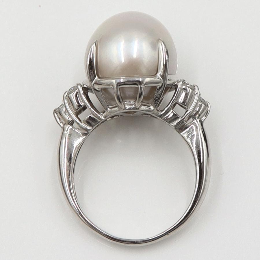 Pt900南洋真珠ダイヤモンドリング　P13mm　D0.20ct　リングサイズ12号　重量10.08ｇ(石の重量含む)（中古）