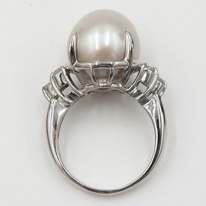 Pt900南洋真珠ダイヤモンドリング　P13mm　D0.20ct　リングサイズ12号　重量10.08ｇ(石の重量含む)（中古）