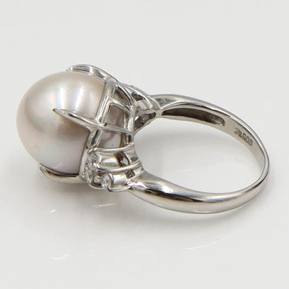 Pt900南洋真珠ダイヤモンドリング　P13mm　D0.20ct　リングサイズ12号　重量10.08ｇ(石の重量含む)（中古）