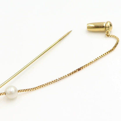 K18パールダイヤモンドピンブローチ　P8.8mm・4.4mm　D0.04ct　重量3.03ｇ(石の重量含む)　レディース（中古）