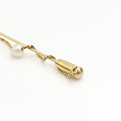 K18パールダイヤモンドピンブローチ　P8.8mm・4.4mm　D0.04ct　重量3.03ｇ(石の重量含む)　レディース（中古）