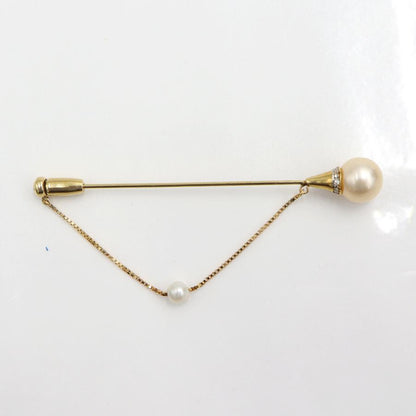 K18パールダイヤモンドピンブローチ　P8.8mm・4.4mm　D0.04ct　重量3.03ｇ(石の重量含む)　レディース（中古）