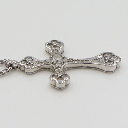 K18WGダイヤモンドクロスネックレス　D0.32ct　長さ約43cm　重量5.01ｇ(石の重量含む)　レディース（中古）