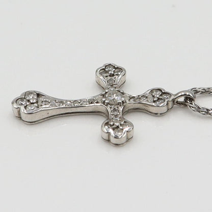 K18WGダイヤモンドクロスネックレス　D0.32ct　長さ約43cm　重量5.01ｇ(石の重量含む)　レディース（中古）