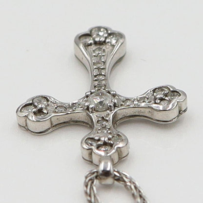 K18WGダイヤモンドクロスネックレス　D0.32ct　長さ約43cm　重量5.01ｇ(石の重量含む)　レディース（中古）