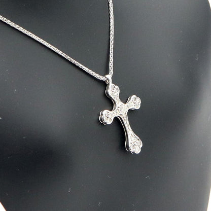 K18WGダイヤモンドクロスネックレス　D0.32ct　長さ約43cm　重量5.01ｇ(石の重量含む)　レディース（中古）