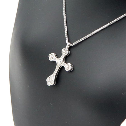 K18WGダイヤモンドクロスネックレス　D0.32ct　長さ約43cm　重量5.01ｇ(石の重量含む)　レディース（中古）