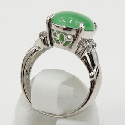 Pt900ヒスイダイヤモンドリング　J4.51ct　D0.16ct　リングサイズ10号　重量9.13ｇ(石の重量含む)　レディース（中古）