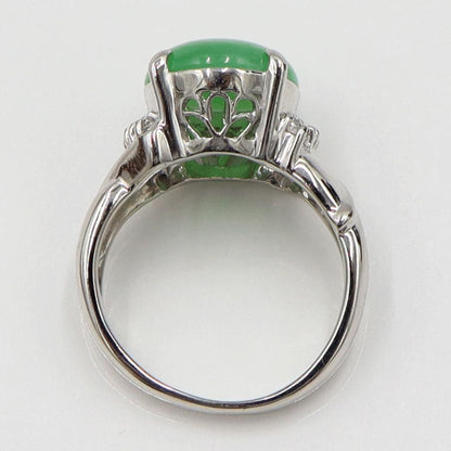 Pt900ヒスイダイヤモンドリング　J4.51ct　D0.16ct　リングサイズ10号　重量9.13ｇ(石の重量含む)　レディース（中古）