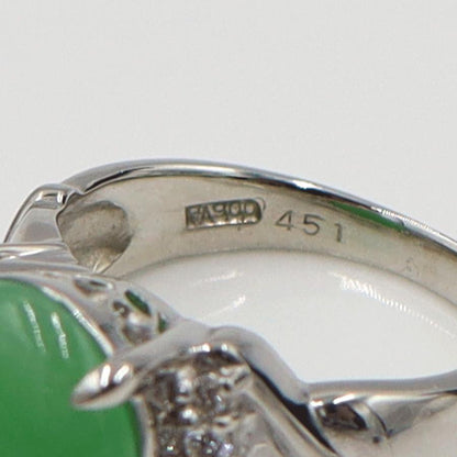 Pt900ヒスイダイヤモンドリング　J4.51ct　D0.16ct　リングサイズ10号　重量9.13ｇ(石の重量含む)　レディース（中古）