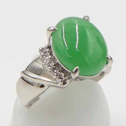 Pt900ヒスイダイヤモンドリング　J4.51ct　D0.16ct　リングサイズ10号　重量9.13ｇ(石の重量含む)　レディース（中古）