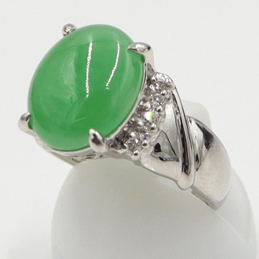 Pt900ヒスイダイヤモンドリング　J4.51ct　D0.16ct　リングサイズ10号　重量9.13ｇ(石の重量含む)　レディース（中古）