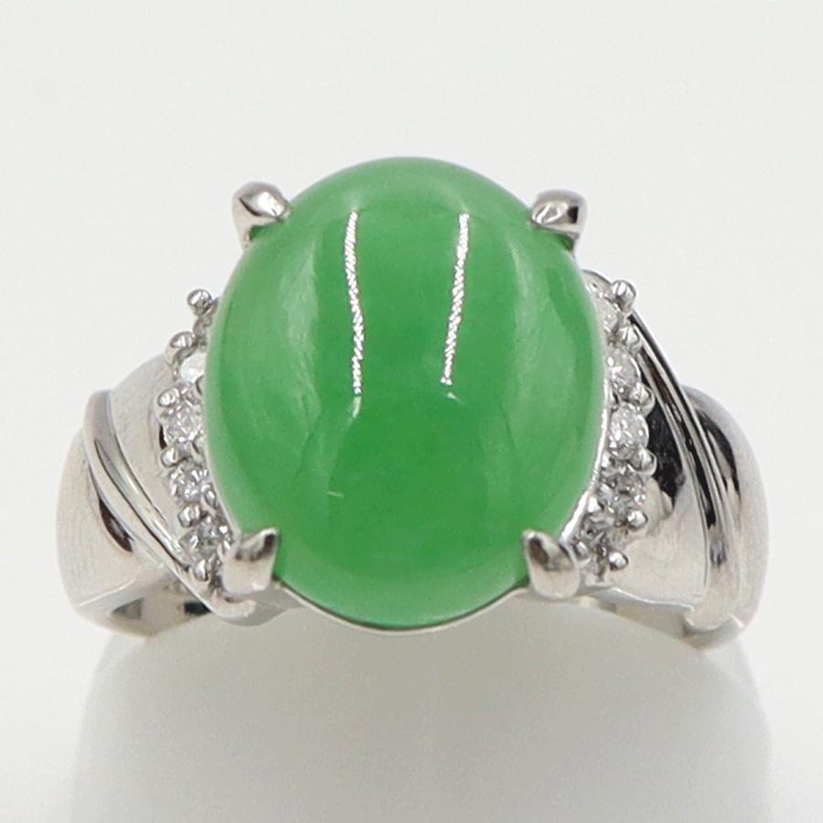 Pt900ヒスイダイヤモンドリング　J4.51ct　D0.16ct　リングサイズ10号　重量9.13ｇ(石の重量含む)　レディース（中古）