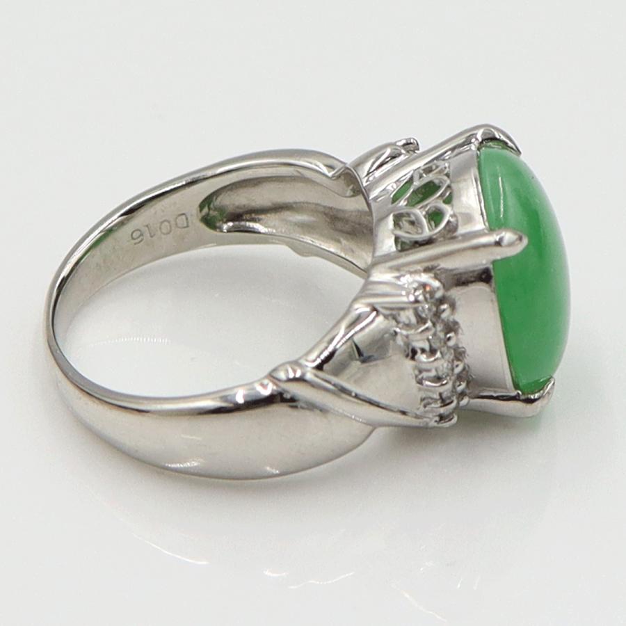 Pt900ヒスイダイヤモンドリング　J4.51ct　D0.16ct　リングサイズ10号　重量9.13ｇ(石の重量含む)　レディース（中古）