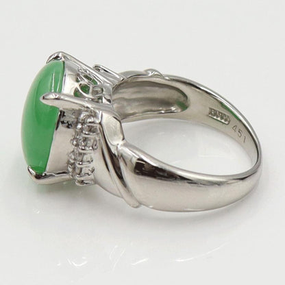 Pt900ヒスイダイヤモンドリング　J4.51ct　D0.16ct　リングサイズ10号　重量9.13ｇ(石の重量含む)　レディース（中古）