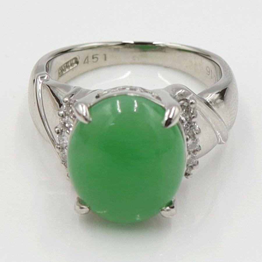 Pt900ヒスイダイヤモンドリング　J4.51ct　D0.16ct　リングサイズ10号　重量9.13ｇ(石の重量含む)　レディース（中古）