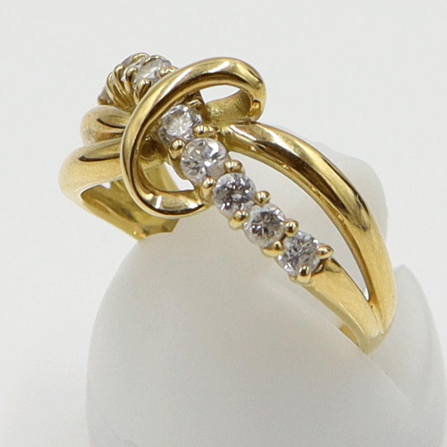 K18ダイヤモンドデザインリング　D0.53ct　リングサイズ13号　重量3.73ｇ(石の重量含む)（中古）