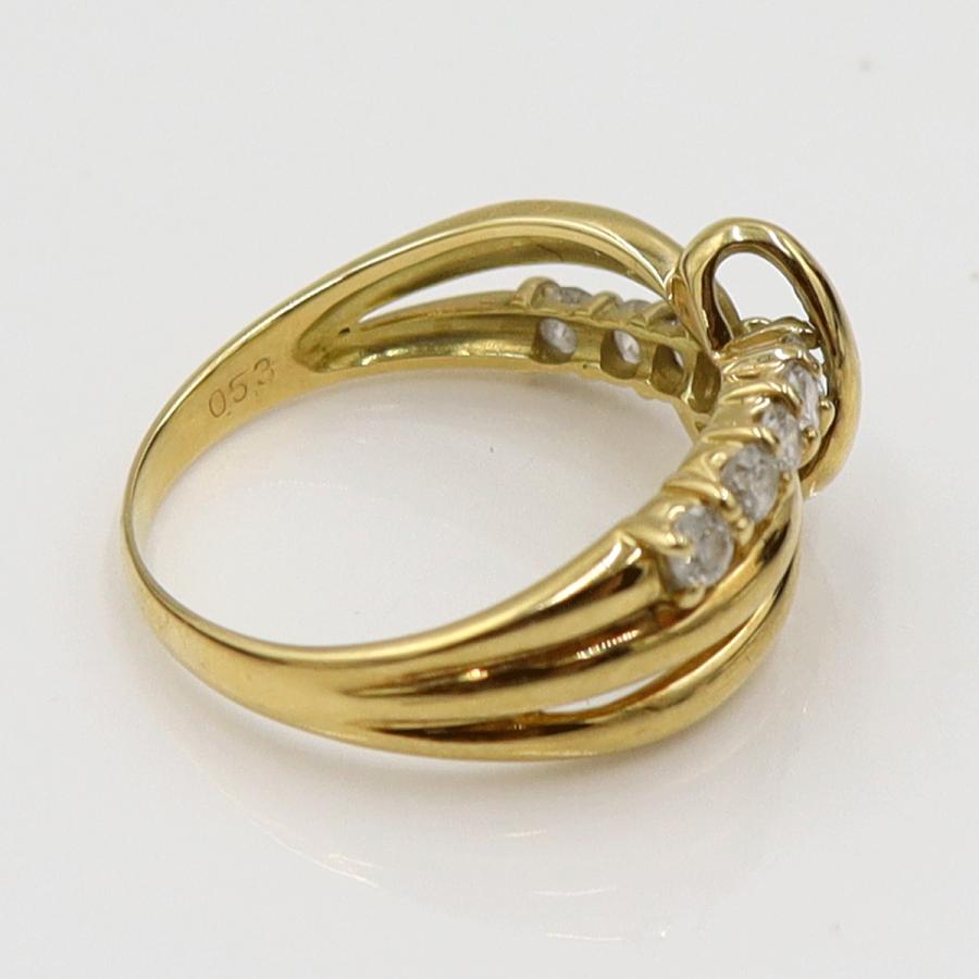 K18ダイヤモンドデザインリング　D0.53ct　リングサイズ13号　重量3.73ｇ(石の重量含む)（中古）