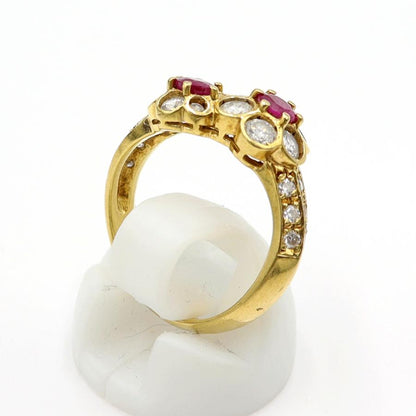 K18ルビーダイヤリング「フラワー」　R0.60ct　D1.00ct　サイズ11号　重量4.75ｇ(石の重量含む)　レディース(中古)