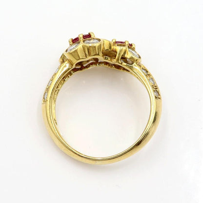 K18ルビーダイヤリング「フラワー」　R0.60ct　D1.00ct　サイズ11号　重量4.75ｇ(石の重量含む)　レディース(中古)