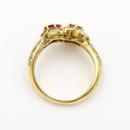 K18ルビーダイヤリング「フラワー」　R0.60ct　D1.00ct　サイズ11号　重量4.75ｇ(石の重量含む)　レディース(中古)