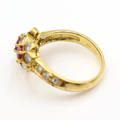 K18ルビーダイヤリング「フラワー」　R0.60ct　D1.00ct　サイズ11号　重量4.75ｇ(石の重量含む)　レディース(中古)