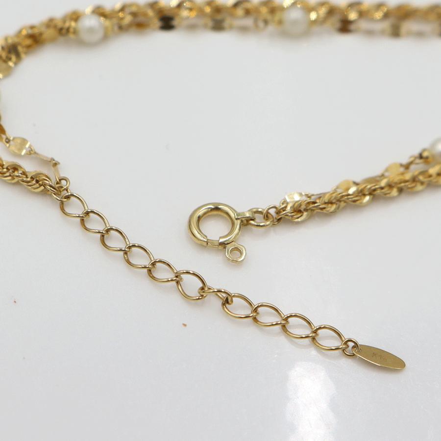 K18パールブレスレット　2連ブレスレット　長さ18cm　重量1.70ｇ（中古）