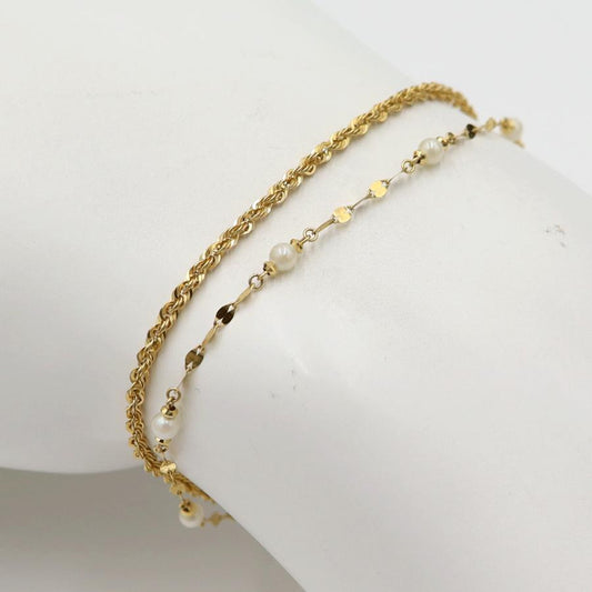 K18パールブレスレット　2連ブレスレット　長さ18cm　重量1.70ｇ（中古）