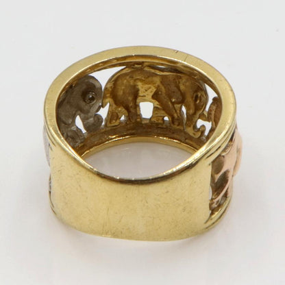 K18/Pt900デザインリング　スリーカラー　「ゾウ」　リングサイズ12号　重量9.39ｇ　 レディース(中古)