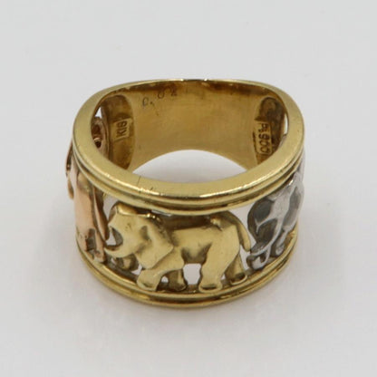 K18/Pt900デザインリング　スリーカラー　「ゾウ」　リングサイズ12号　重量9.39ｇ　 レディース(中古)