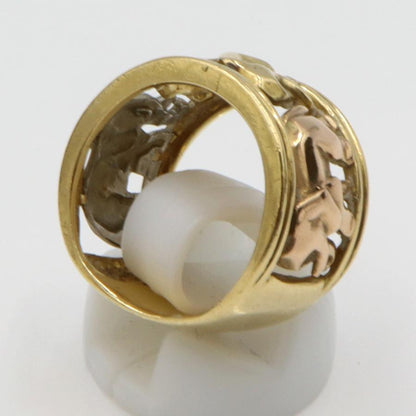 K18/Pt900デザインリング　スリーカラー　「ゾウ」　リングサイズ12号　重量9.39ｇ　 レディース(中古)