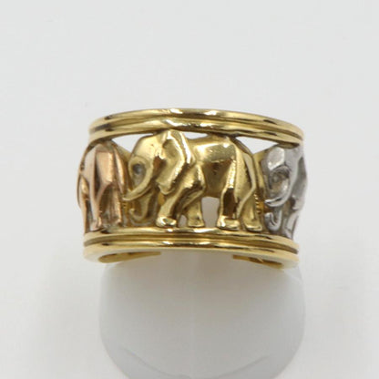 K18/Pt900デザインリング　スリーカラー　「ゾウ」　リングサイズ12号　重量9.39ｇ　 レディース(中古)
