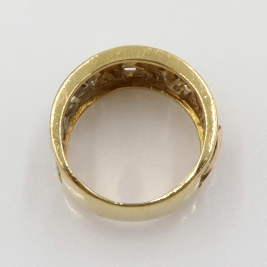 K18/Pt900デザインリング　スリーカラー　「ゾウ」　リングサイズ12号　重量9.39ｇ　 レディース(中古)