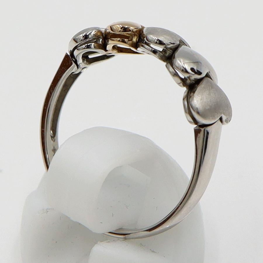 Pt950/K18デザインリング「ハート」　リングサイズ19号　重量4.90ｇ　レディース（中古）