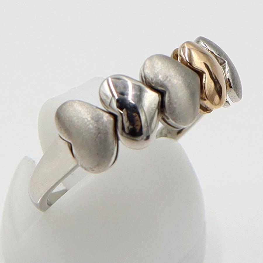 Pt950/K18デザインリング「ハート」　リングサイズ19号　重量4.90ｇ　レディース（中古）