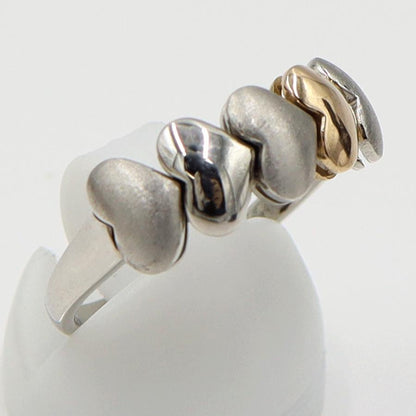 Pt950/K18デザインリング「ハート」　リングサイズ19号　重量4.90ｇ　レディース（中古）