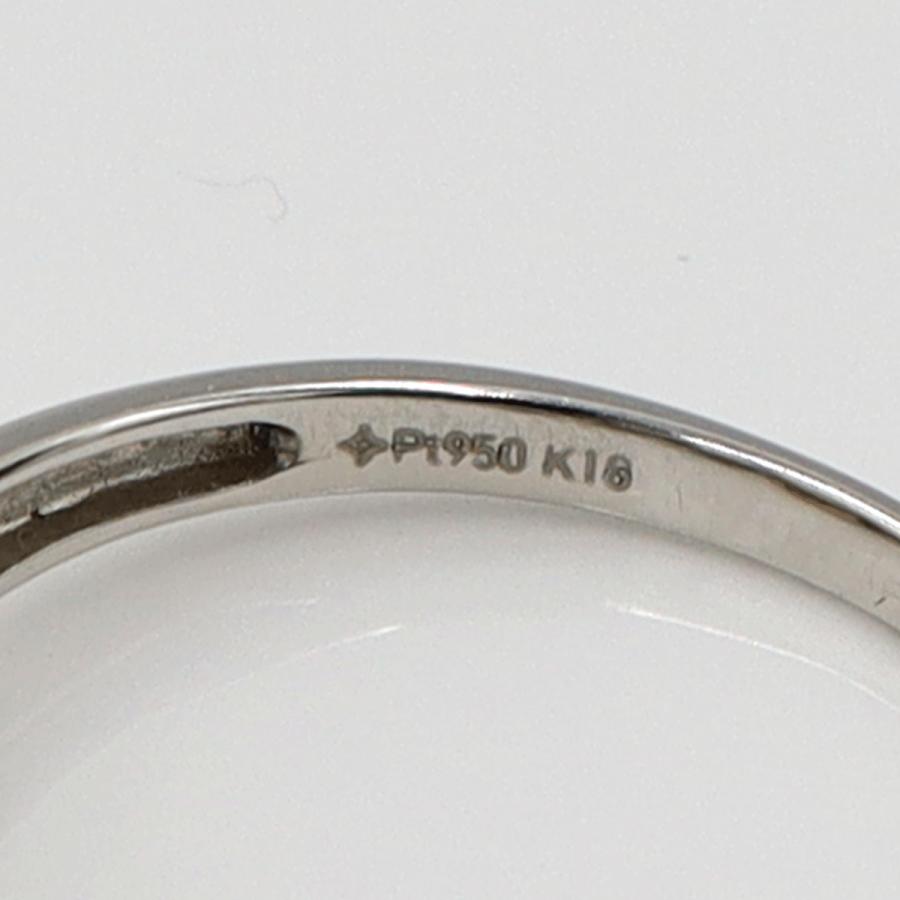 Pt950/K18デザインリング「ハート」　リングサイズ19号　重量4.90ｇ　レディース（中古）