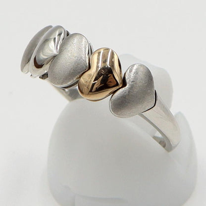 Pt950/K18デザインリング「ハート」　リングサイズ19号　重量4.90ｇ　レディース（中古）