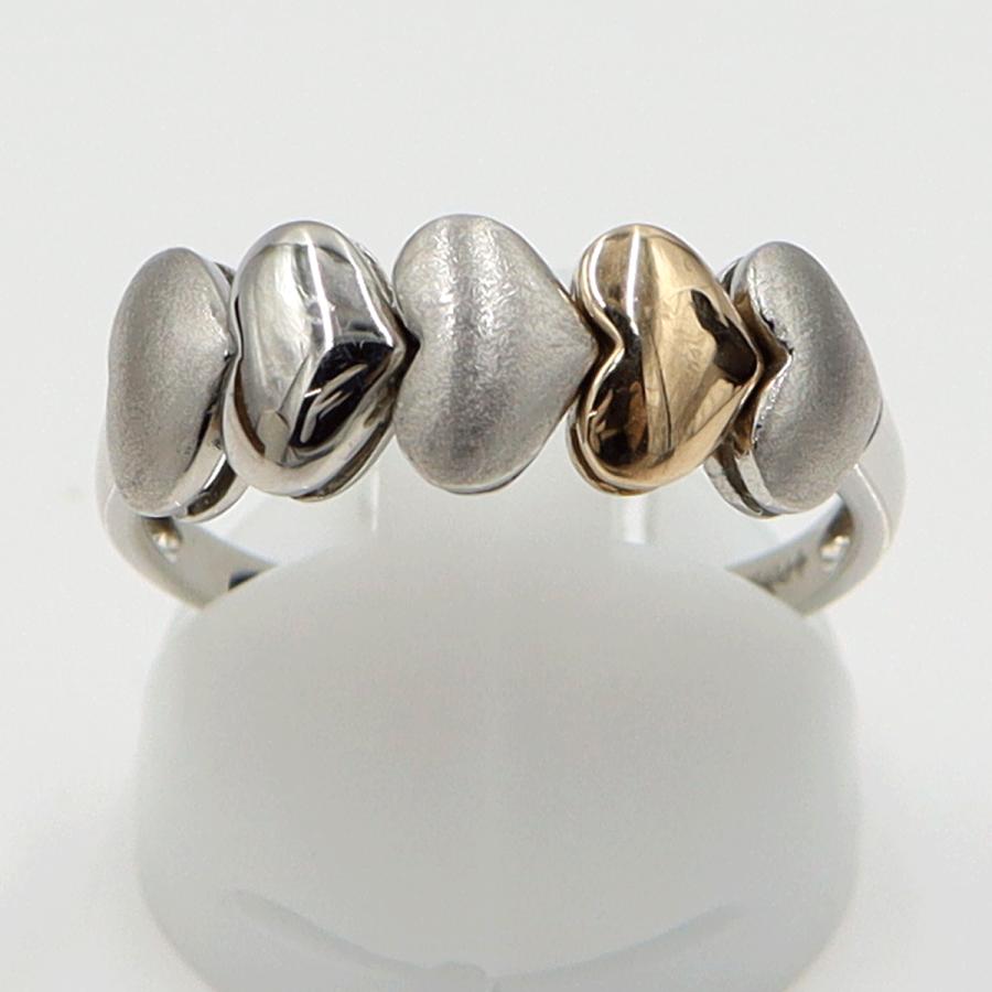 Pt950/K18デザインリング「ハート」　リングサイズ19号　重量4.90ｇ　レディース（中古）