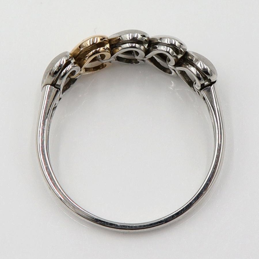 Pt950/K18デザインリング「ハート」　リングサイズ19号　重量4.90ｇ　レディース（中古）