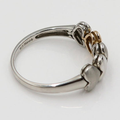 Pt950/K18デザインリング「ハート」　リングサイズ19号　重量4.90ｇ　レディース（中古）