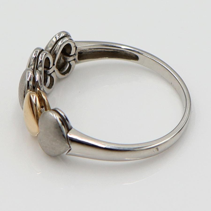 Pt950/K18デザインリング「ハート」　リングサイズ19号　重量4.90ｇ　レディース（中古）