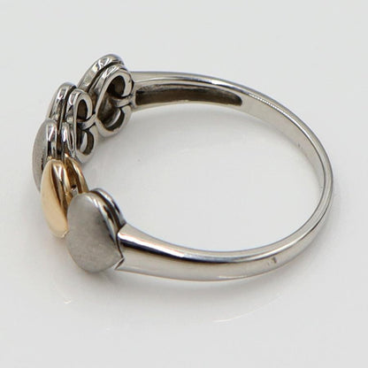 Pt950/K18デザインリング「ハート」　リングサイズ19号　重量4.90ｇ　レディース（中古）