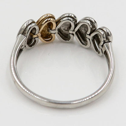 Pt950/K18デザインリング「ハート」　リングサイズ19号　重量4.90ｇ　レディース（中古）