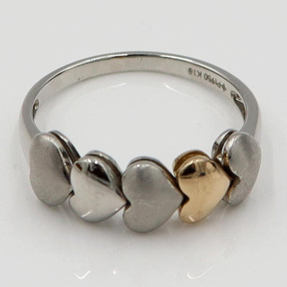 Pt950/K18デザインリング「ハート」　リングサイズ19号　重量4.90ｇ　レディース（中古）