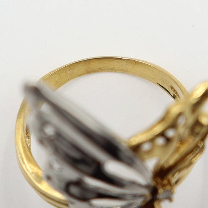 K18/Pt900サファイアリング「蝶々」 サイズ16号　重量6.97ｇ(石の重量含む)(中古)