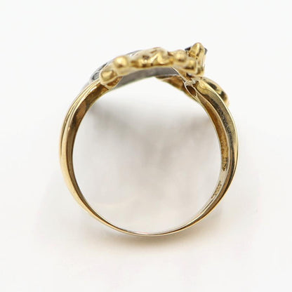 K18/Pt900サファイアリング「蝶々」 サイズ16号　重量6.97ｇ(石の重量含む)(中古)