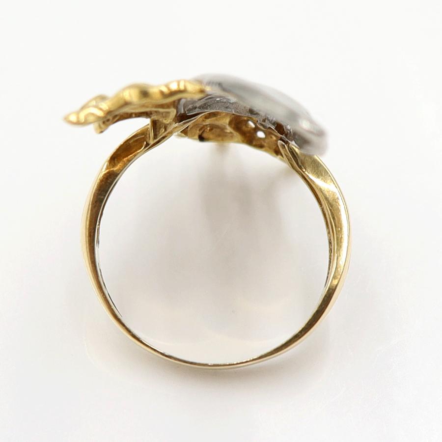 K18/Pt900サファイアリング「蝶々」 サイズ16号　重量6.97ｇ(石の重量含む)(中古)