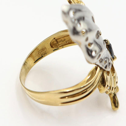 K18/Pt900サファイアリング「蝶々」 サイズ16号　重量6.97ｇ(石の重量含む)(中古)